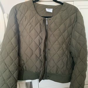 DKNY Green Quilted Puffer Jacket